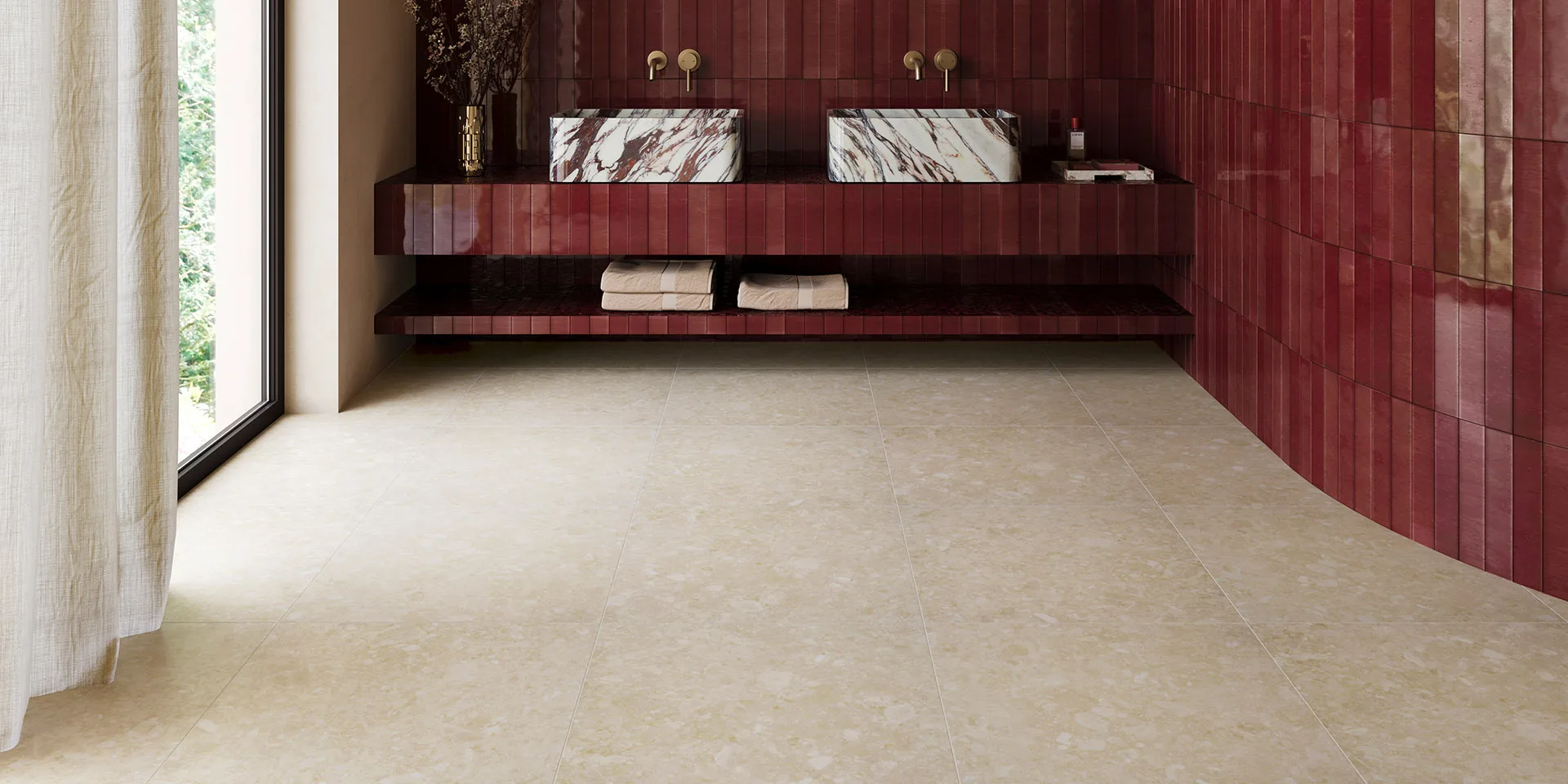 Maximus Cosmopolitan Płytki — Golden Cream (aranżacja)