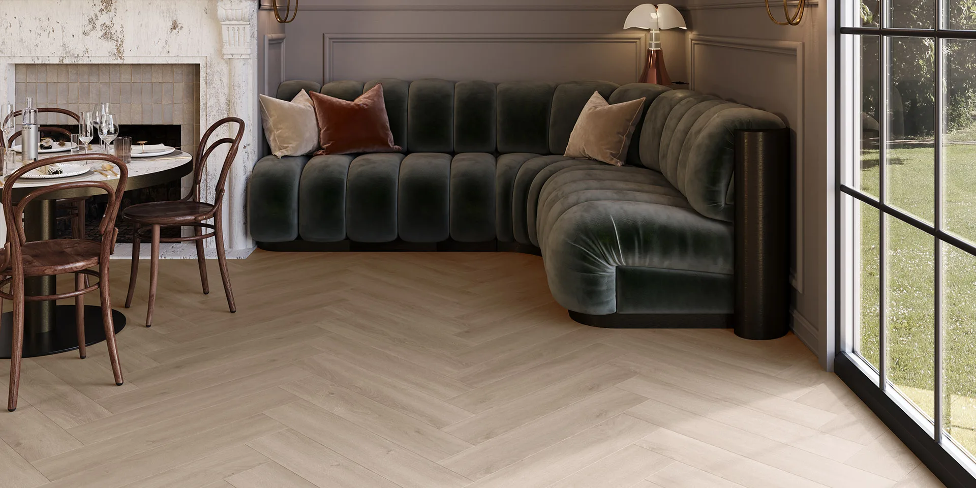 Maximus Divine Oak Herringbone — Pure (aranżacja)