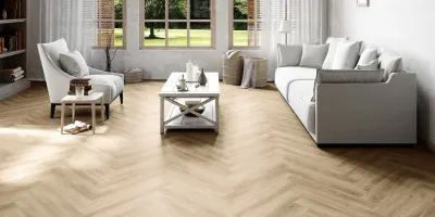 Maximus Divine Oak Herringbone — Champagne (aranżacja)